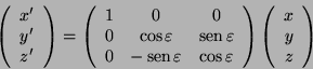 \begin{displaymath}
\left(\begin{array}{c}
x'\\
y'\\
z'
\end{array}\right)=
\l...
...}\right)
\left(\begin{array}{c}
x\\
y\\
z
\end{array}\right)
\end{displaymath}