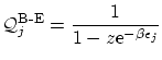 $\displaystyle \mathcal{Q}_j^\textrm{B-E} = \frac1{1-z \ensuremath{\mathrm{e}^{-\beta \epsilon_j}}} $