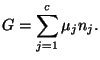 $\displaystyle G=\sum_{j=1}^{c}\mu_{j}n_{j}.
$